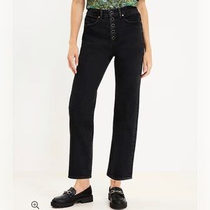 Loft Button Front 90s Straight Jeans in Black Size 30/10
